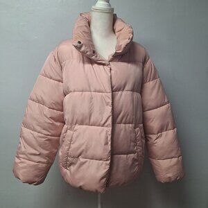 Stoic Puffer Jacket Pink Blush Snap Front Pockets Womens XL Winter Warm Snow‎